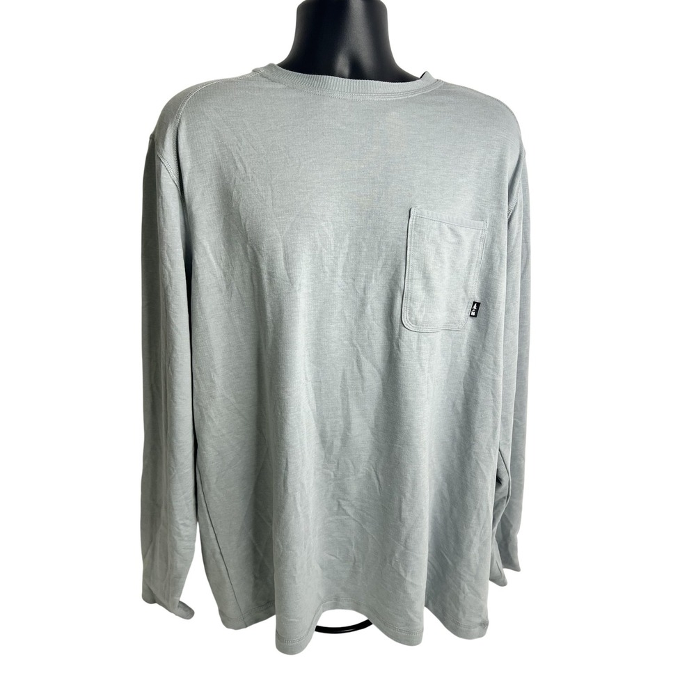 Bass Outdoor Shirt Mens 2XL Quarry Gray Long Sleeve Util-Tee Pocket Performance‎